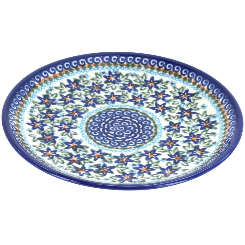 Blue Rose Polish Pottery Garland of Blue Dessert Plate