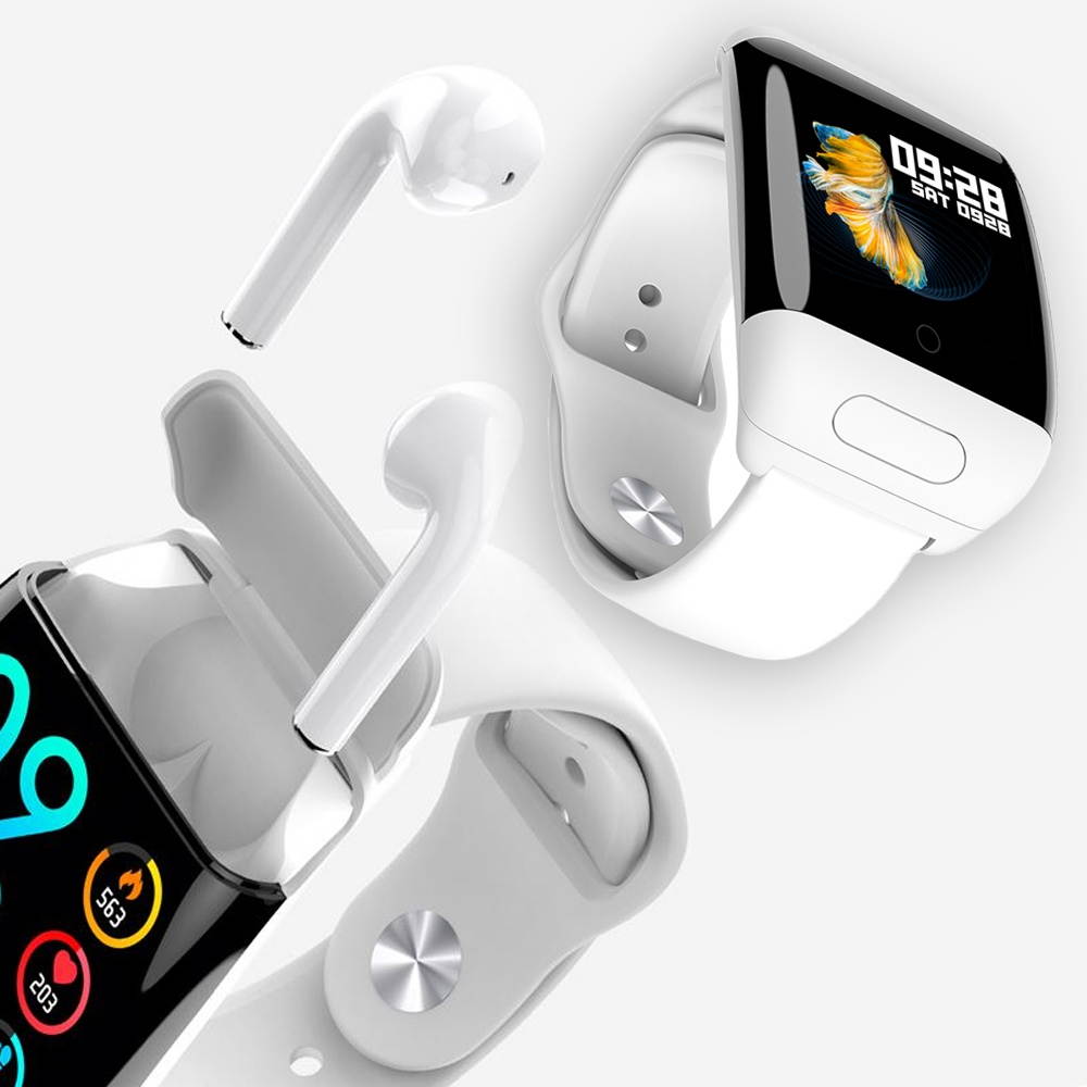 Universal M8s SmartWatch by Indigi&reg; [Bluetooth Sync + 1.3inch HD + TWS Earbuds + Blood Pressure/Oxygen (SPO2)]