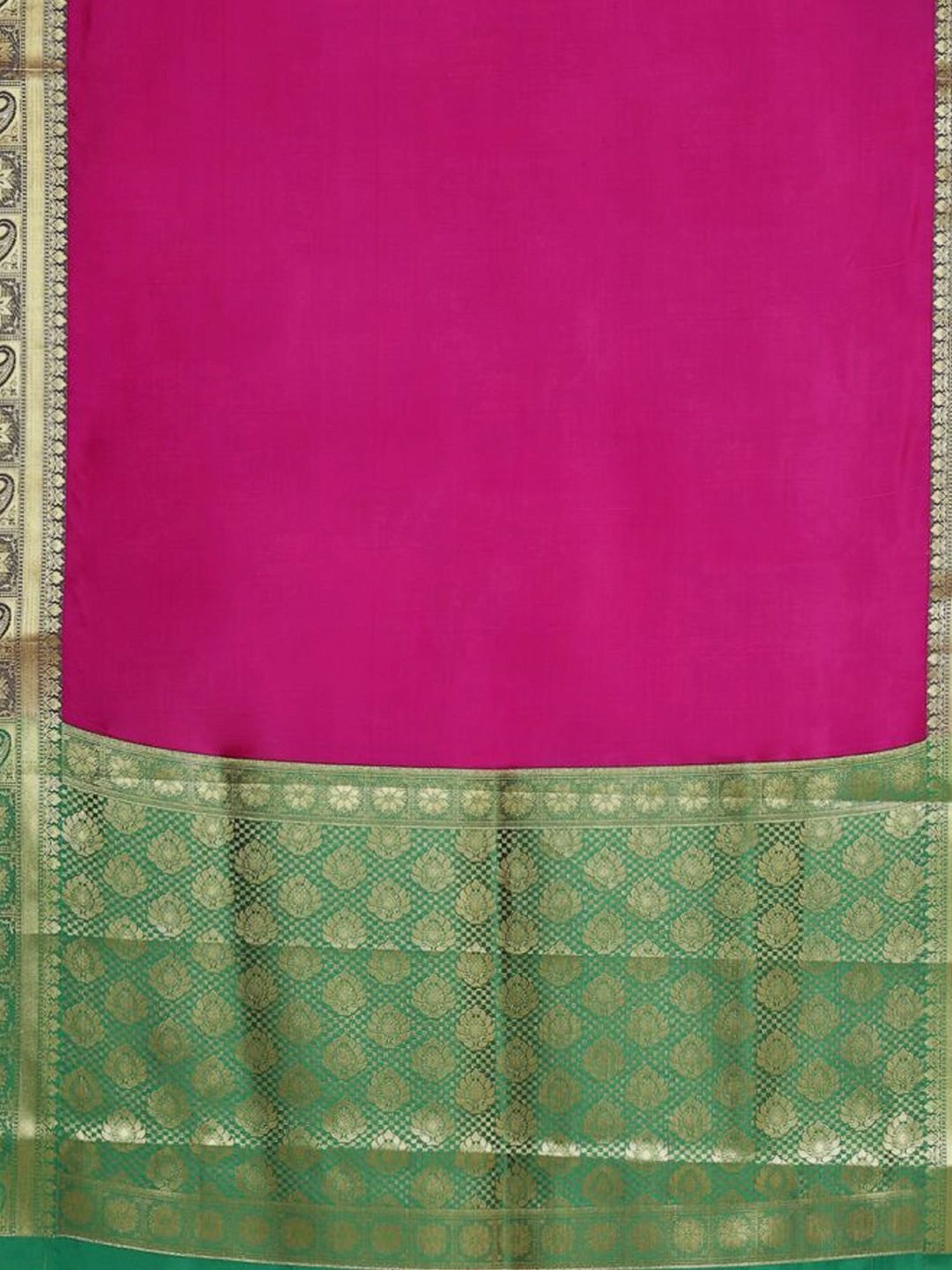 Banarasi Silk Works Purple & Green Woven Saree With Unstitched Blouse