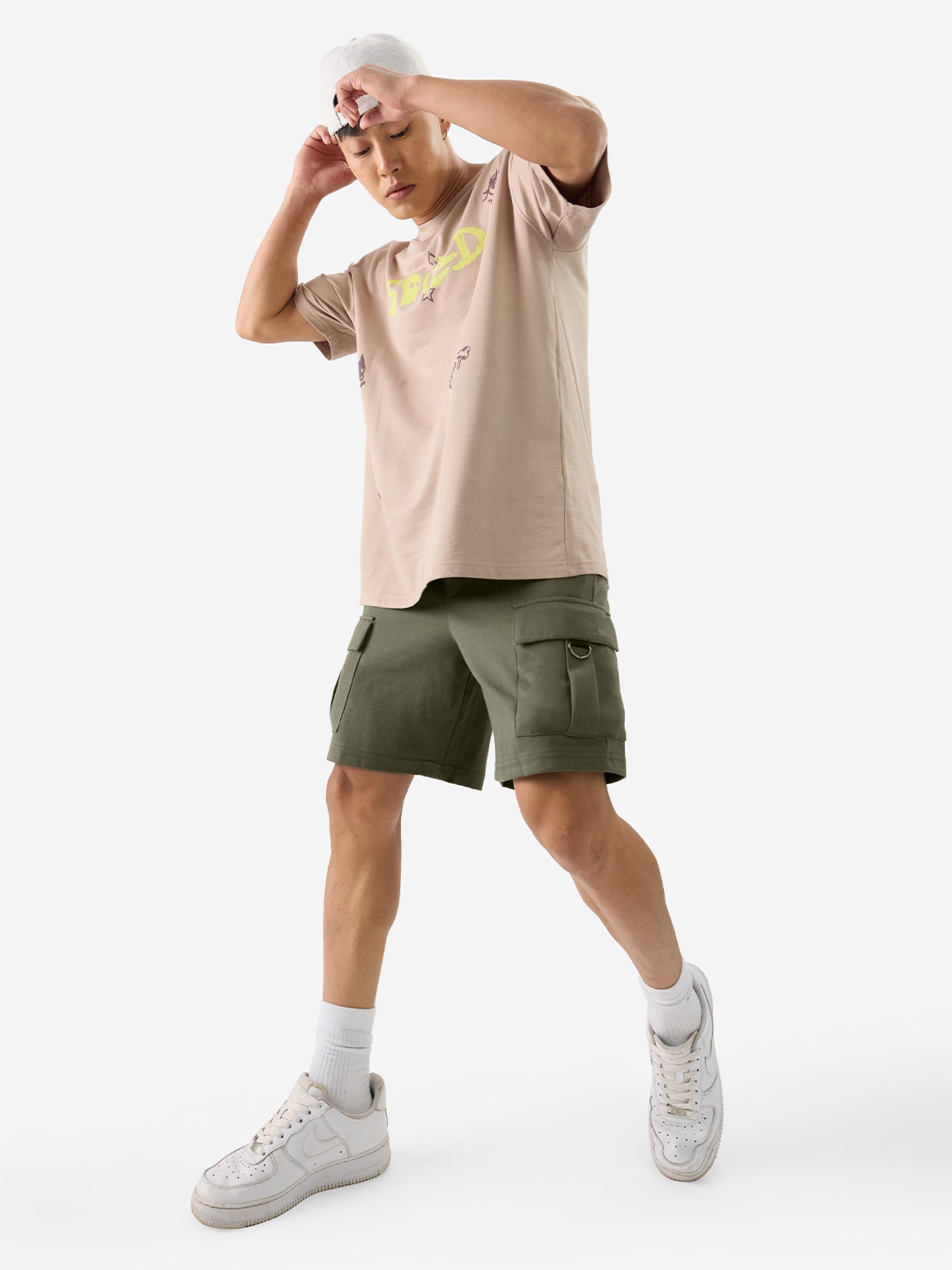 The Souled Store Spectral Olive Regular Fit Cargo Shorts