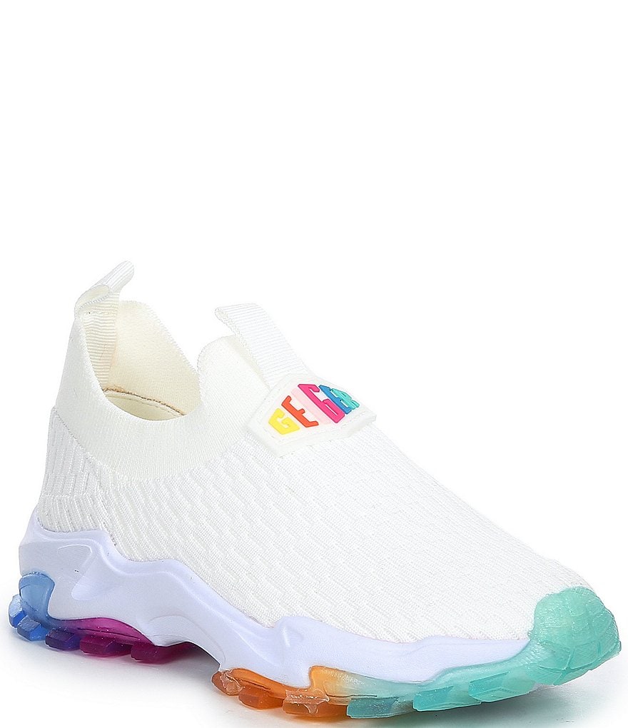 Kurt Geiger London Girl's Mini Lettie Knit Slip-On Rainbow Sole Sneakers (Youth)