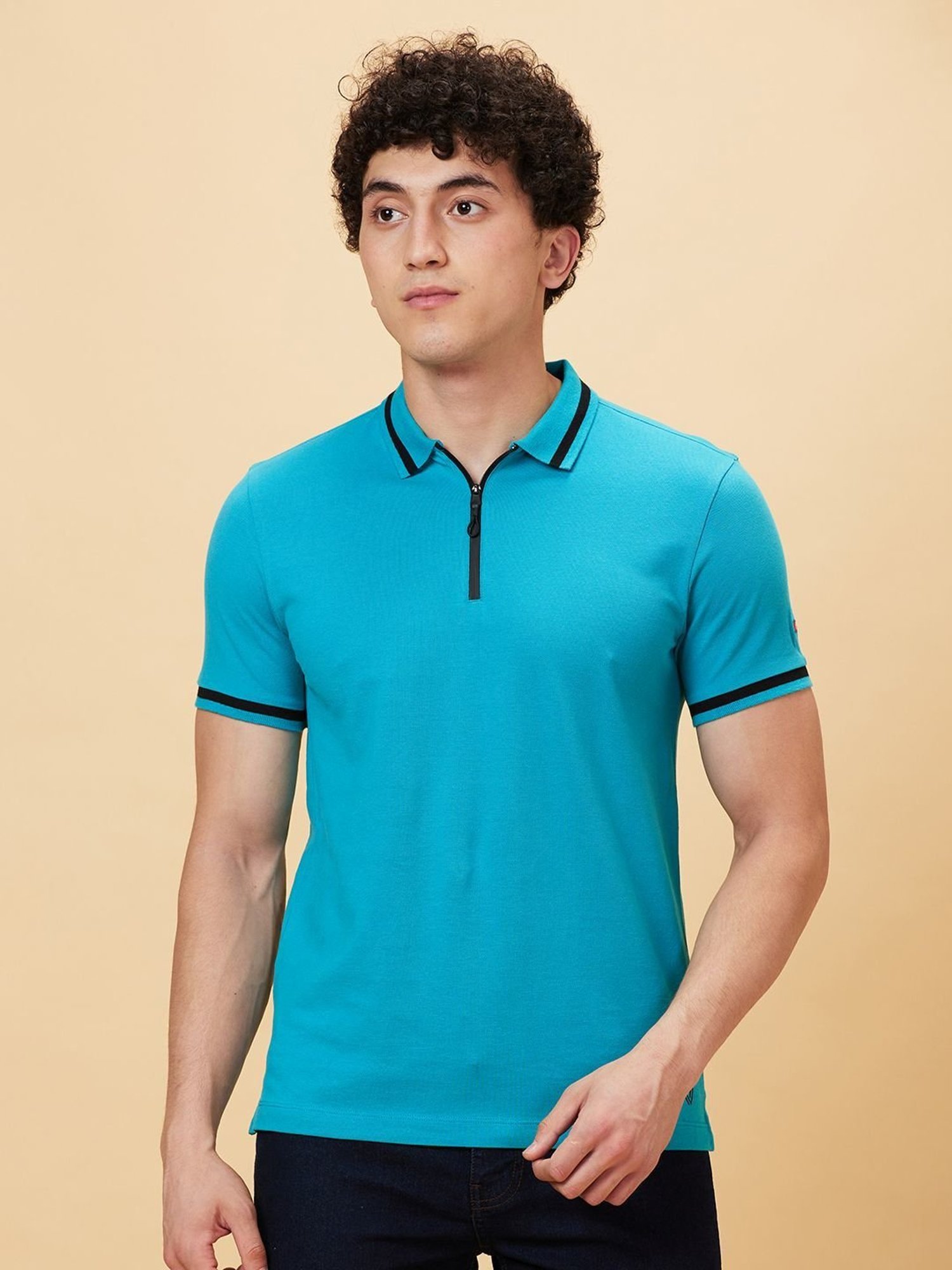 Being Human Blue Regular Fit Polo T-Shirt