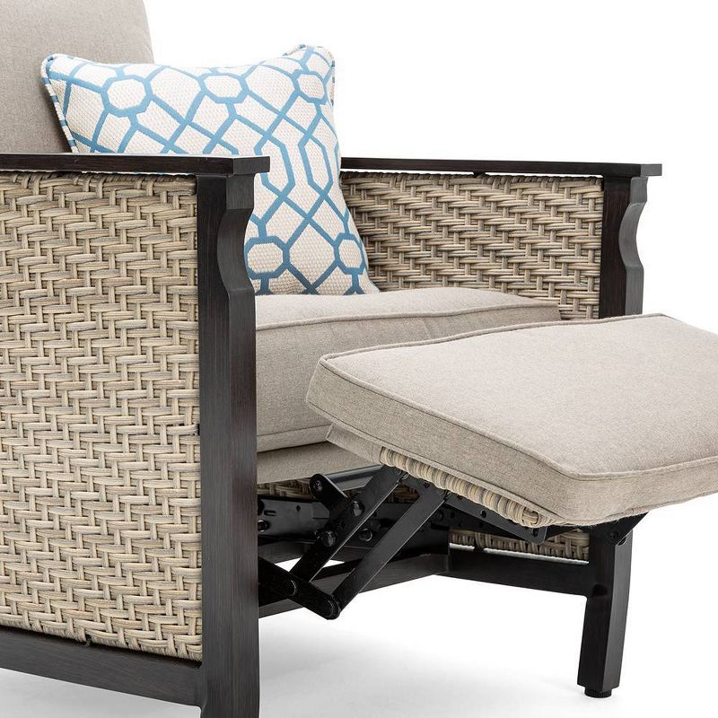 Colton Wicker Outdoor Recliner with Sunbrella Cast Shale Cushion - Tan - La-Z-Boy