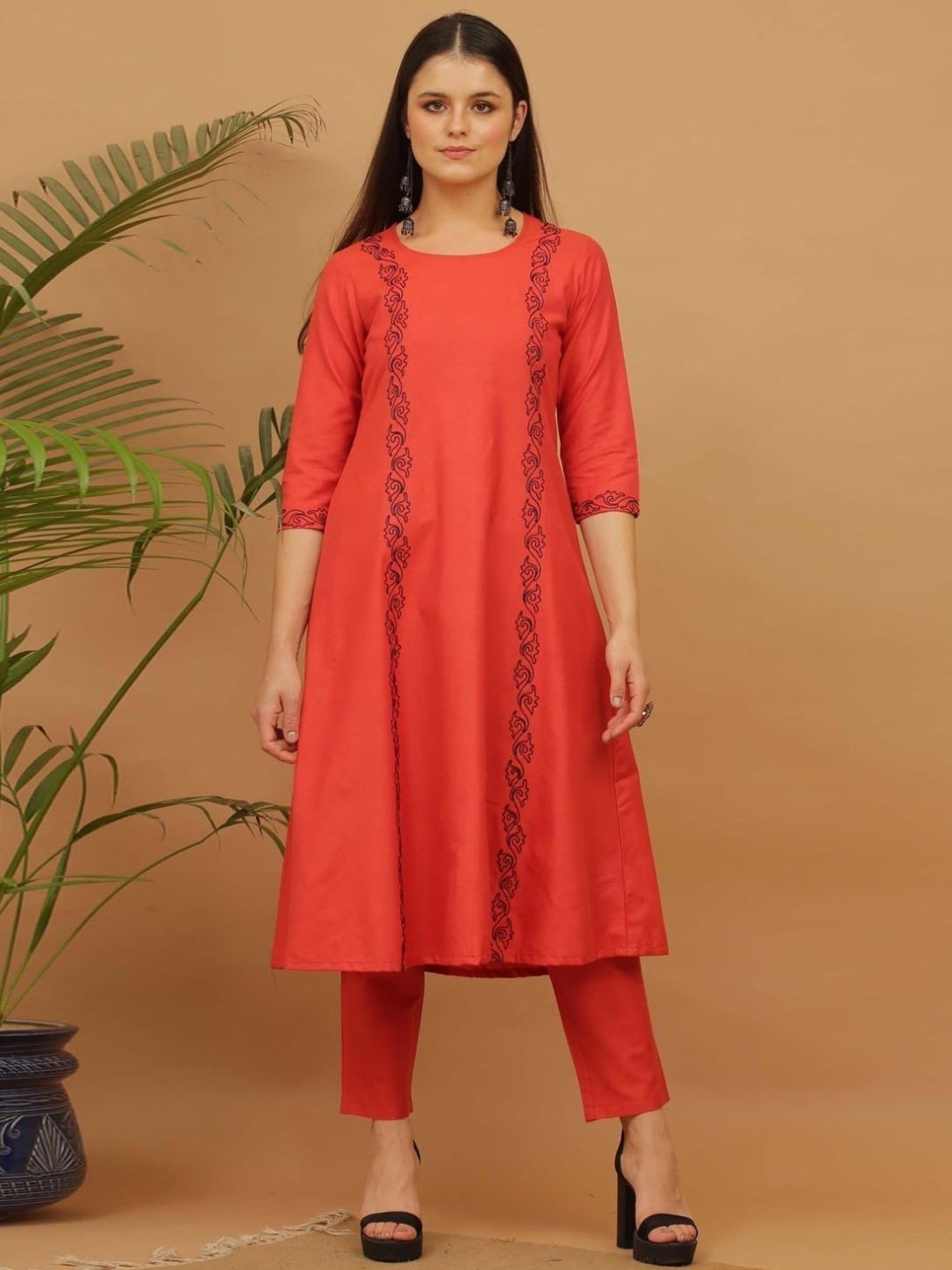 Saffron Threads Black Elasticated Palazzos