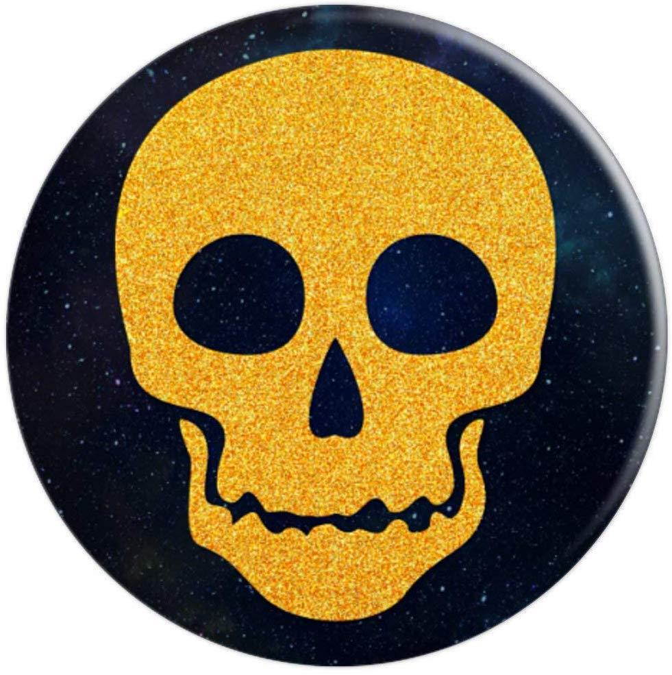 SKULL Yellow Gold Pop Socket Black Space Scary Death Symbol