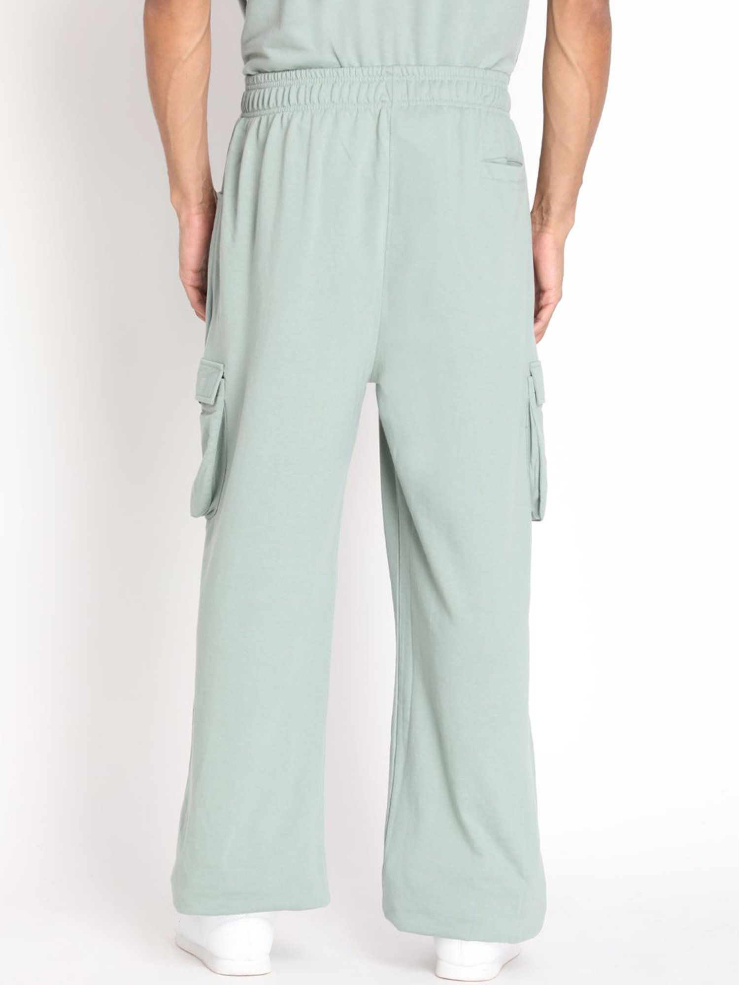 Chkokko Pastel Green Cotton Relaxed Fit Track Pants
