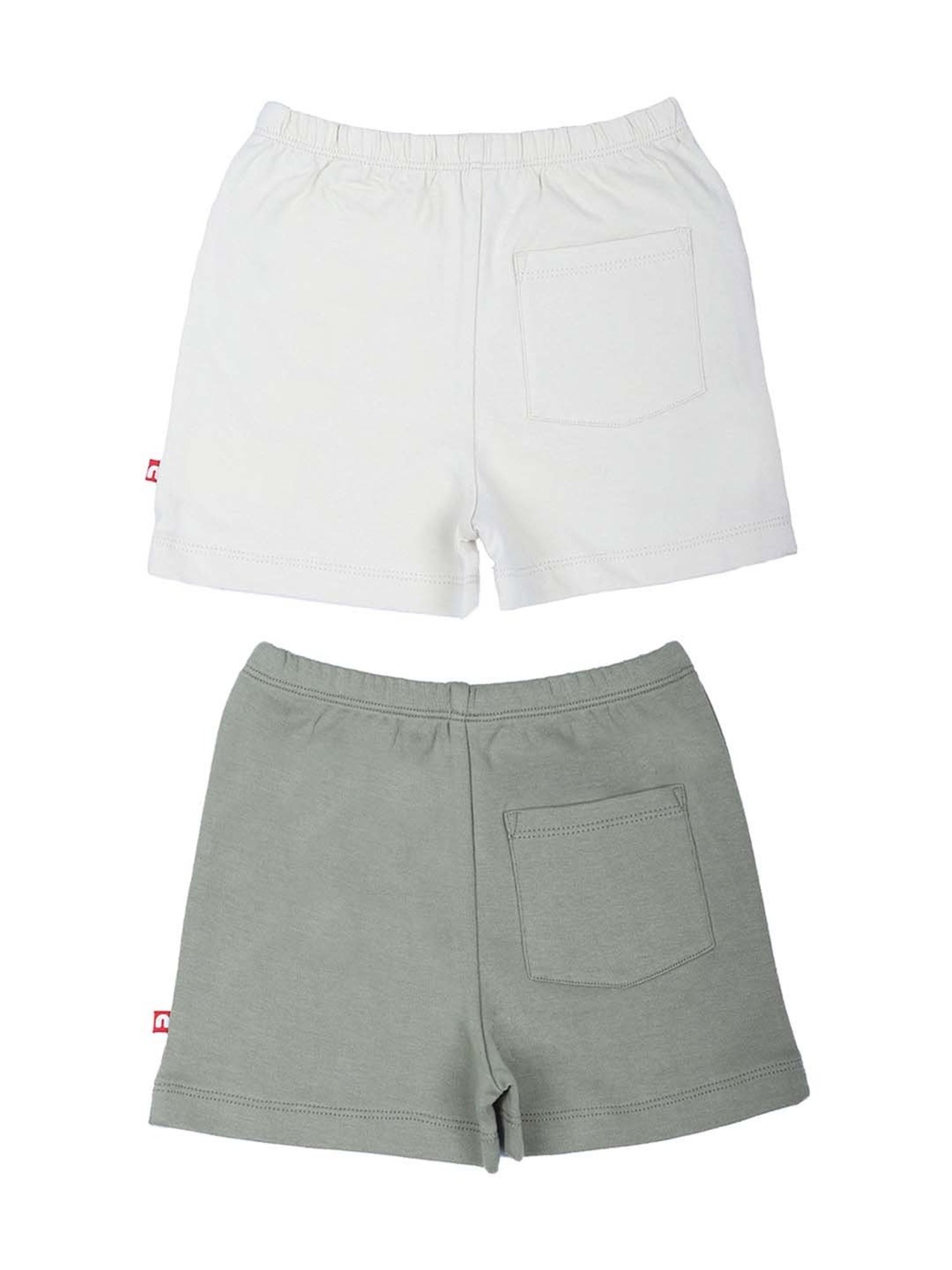 Nino Bambino Boys Grey & White Cotton Regular Fit Shorts (Pack of 2)