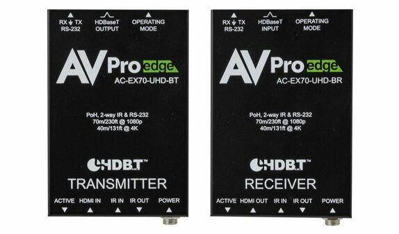 AVPro Edge AC-EX70-UHD-BKT 4K HDMI Extender (Transmitter/Receiver) Kit via HDBaseT with bi-directional power/RS-232/IR control w/10-Yr Warranty