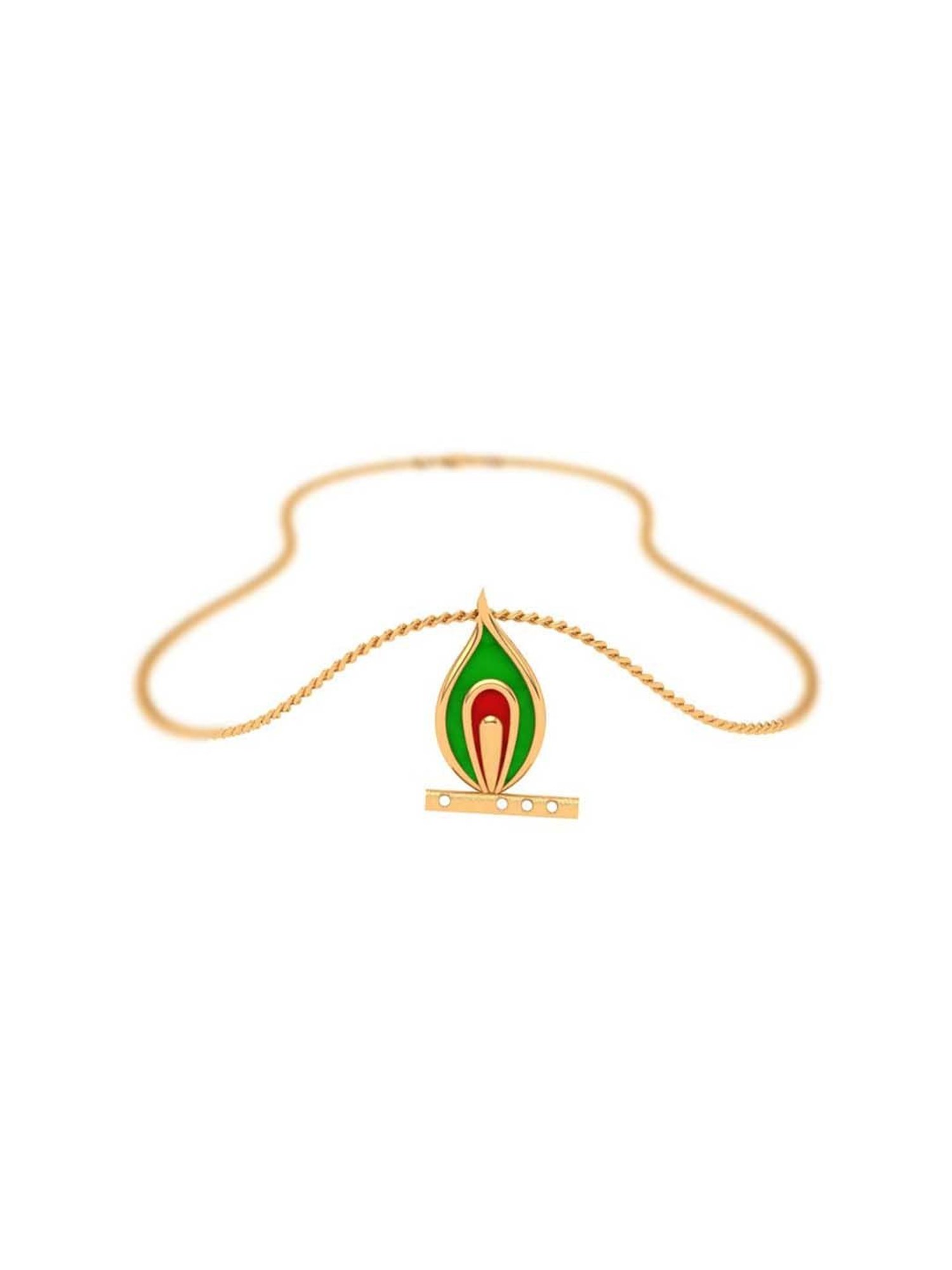 P.C. Chandra Jewellers 18k Yellow Gold Predominant Peacock Feather Pendant