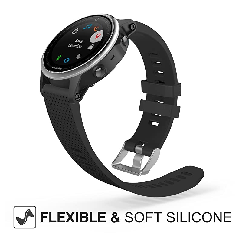Band Compatible with Garmin Fenix 6SFenix 6S ProFenix 5SFenix 5S PlusNOT FIT Fenix 5 5X Soft Silicone Replacement Watch Band Strap Black
