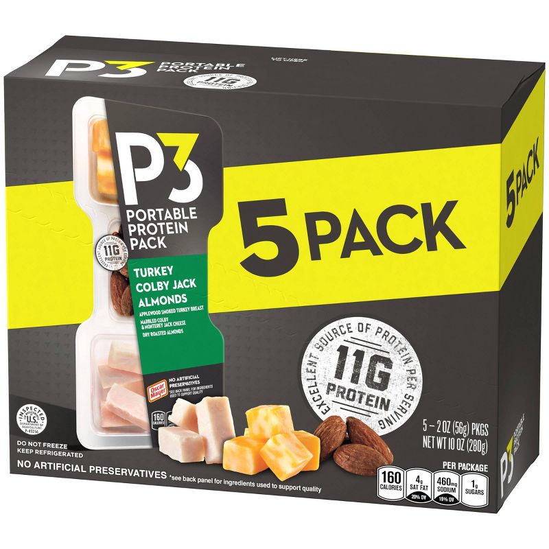 Oscar Mayer P3 Turkey, Colby Jack Cheese, and Almonds Protein Pack - 5pk/10oz