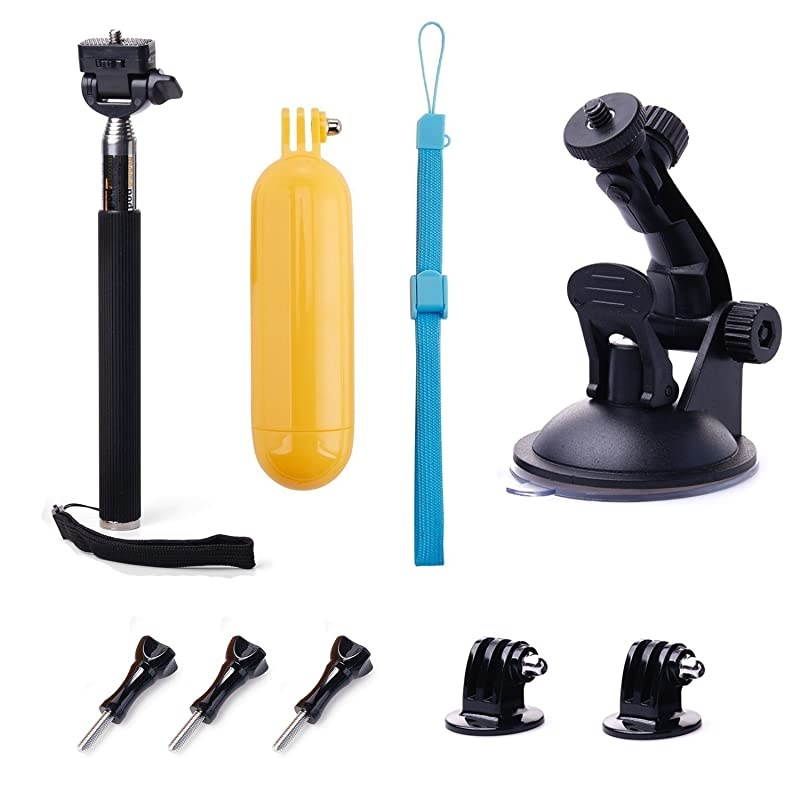 Action Camera Accessories Kits Bundle Compatible with Gopro Hero 8 7AKASO EK7000APEMANCamparkDBPOWERCrosstour 4k Waterproof Camera Car Suction Cup Mount Floating Handle Grip Selfie Stick