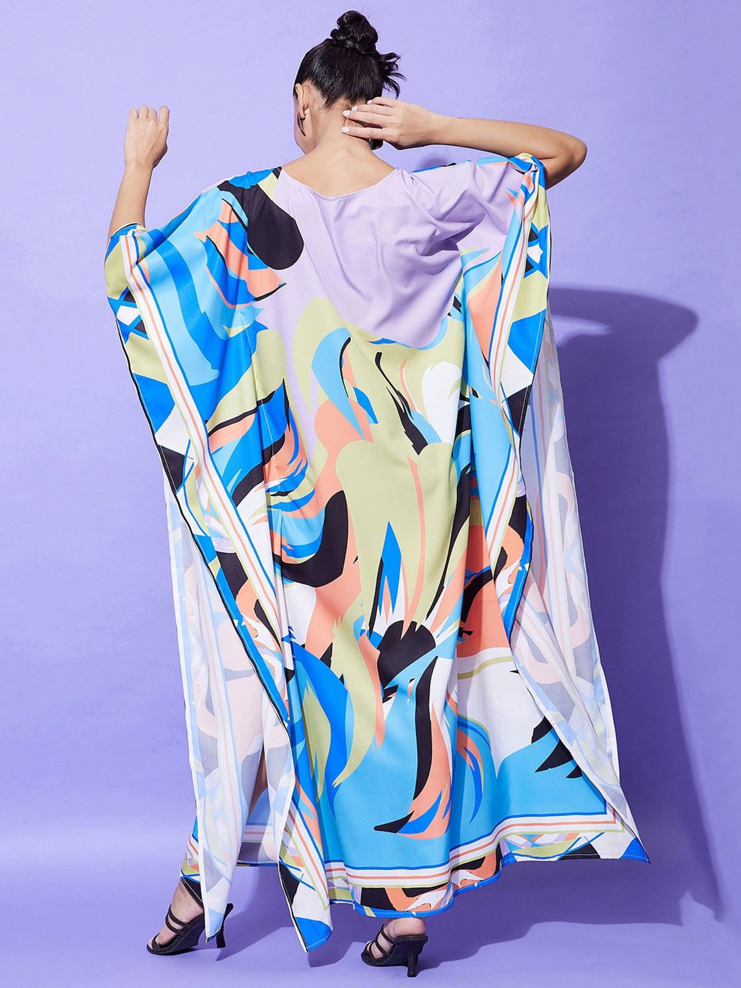 StyleStone Multicolor Geometric Print Kaftan Dress