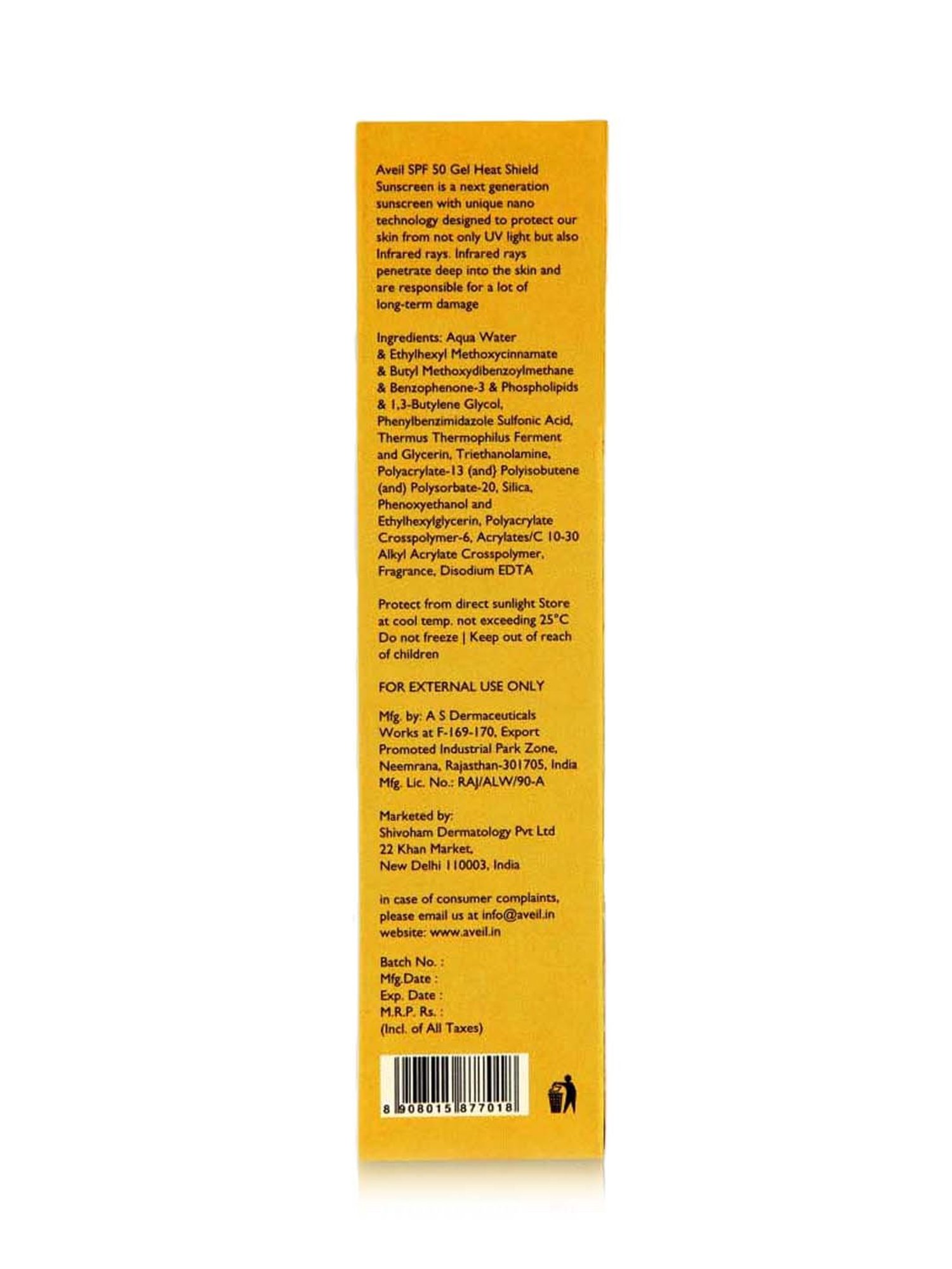 Aveil Heat Shield SPF 50 Gel Sunscreen - 50 ml