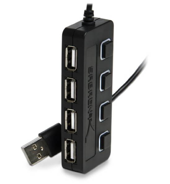 Sabrent 4-Port USB 2.0 Hub with Individual Power Switches and LEDs (HB-UMLS)