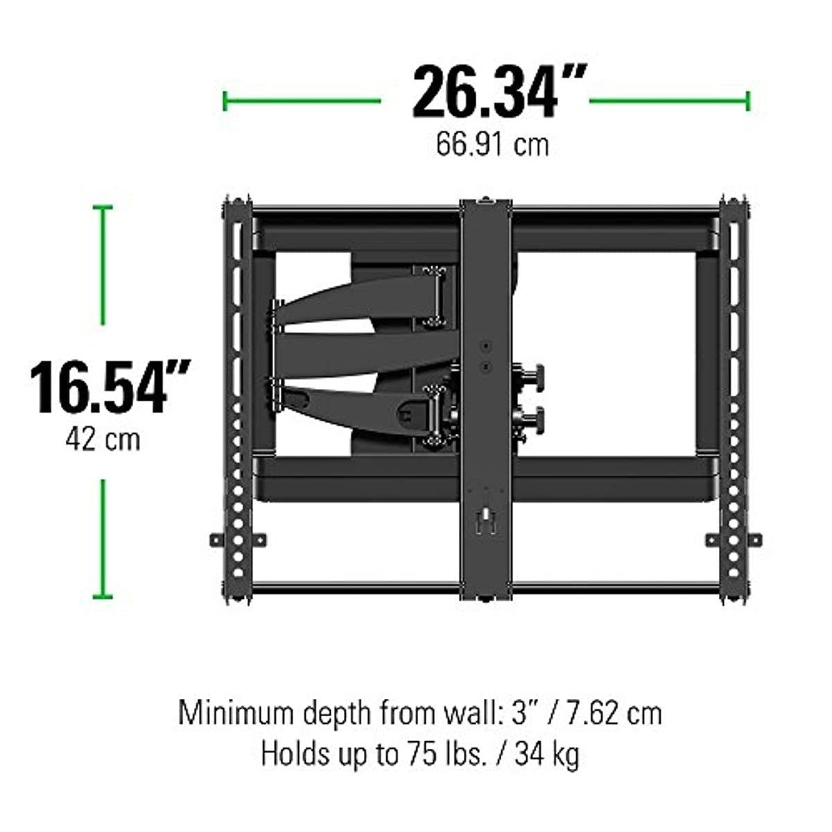 Sanus Premium Full Motion TV Wall Mount Bracket for 37"-50" TVs Features 15&ordm; of Tilt, 90&ordm; of Swivel, & Post Install Centering - Vmf620-B1