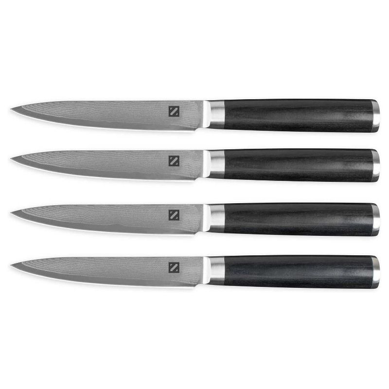Zelancio Premium 4 Piece Japanese Steel Professional Chef Knife Set with High Carbon VG-10 Core and 67 Layer Damascus Steel, Wooden Handle
