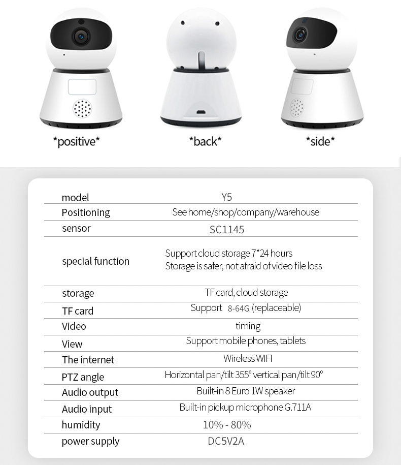1080P PTZ Wireless Mini IP Camera Surveillance System Move Detection Infrared Night Version Home Security Surveillance Wifi Camera Cloud Service HD Lens Two-way Voice Camera