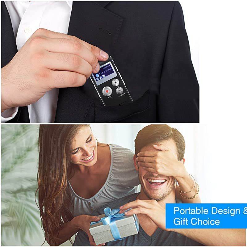 Digital Voice Recorder, 16GB Voice Activated Recorder with Playback,  Mini Audio Recorder for Lectures, Meetings, Interviews, Portable Tape Dictaphone with USB, MP3