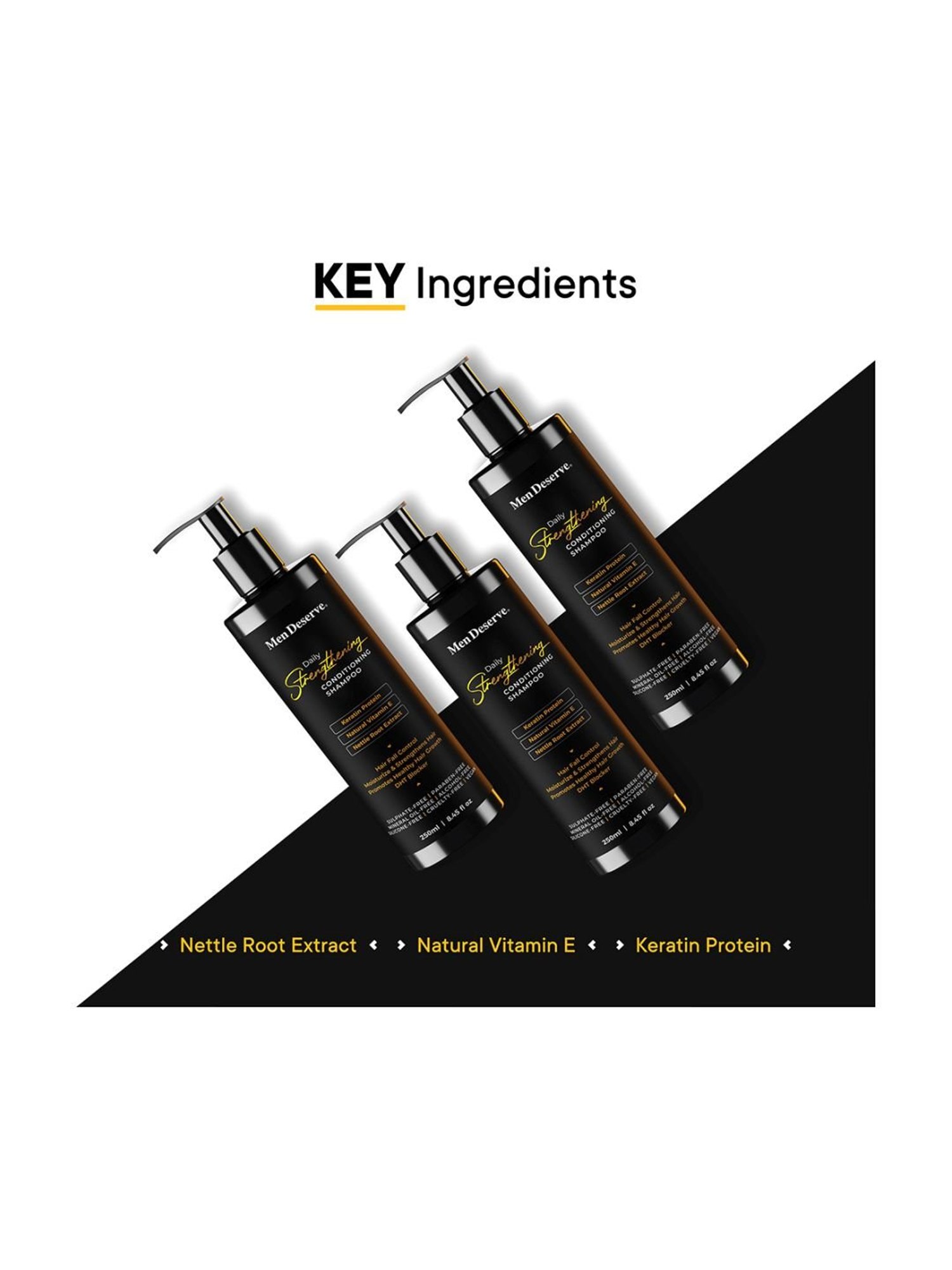 Men Deserve Daily Strengthening Conditioning Shampoo for Men - 250 ml