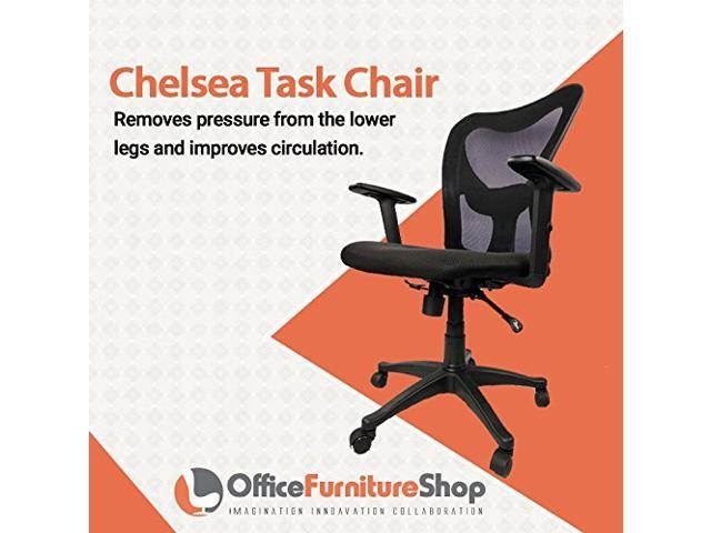 Executive Comfortable Chelsea Office Chair With Tilt Tension Adjustment Knob, Ergonomic for Computer Desk, Lumbar Posture Support, Durable Mesh - BLACK COLOR