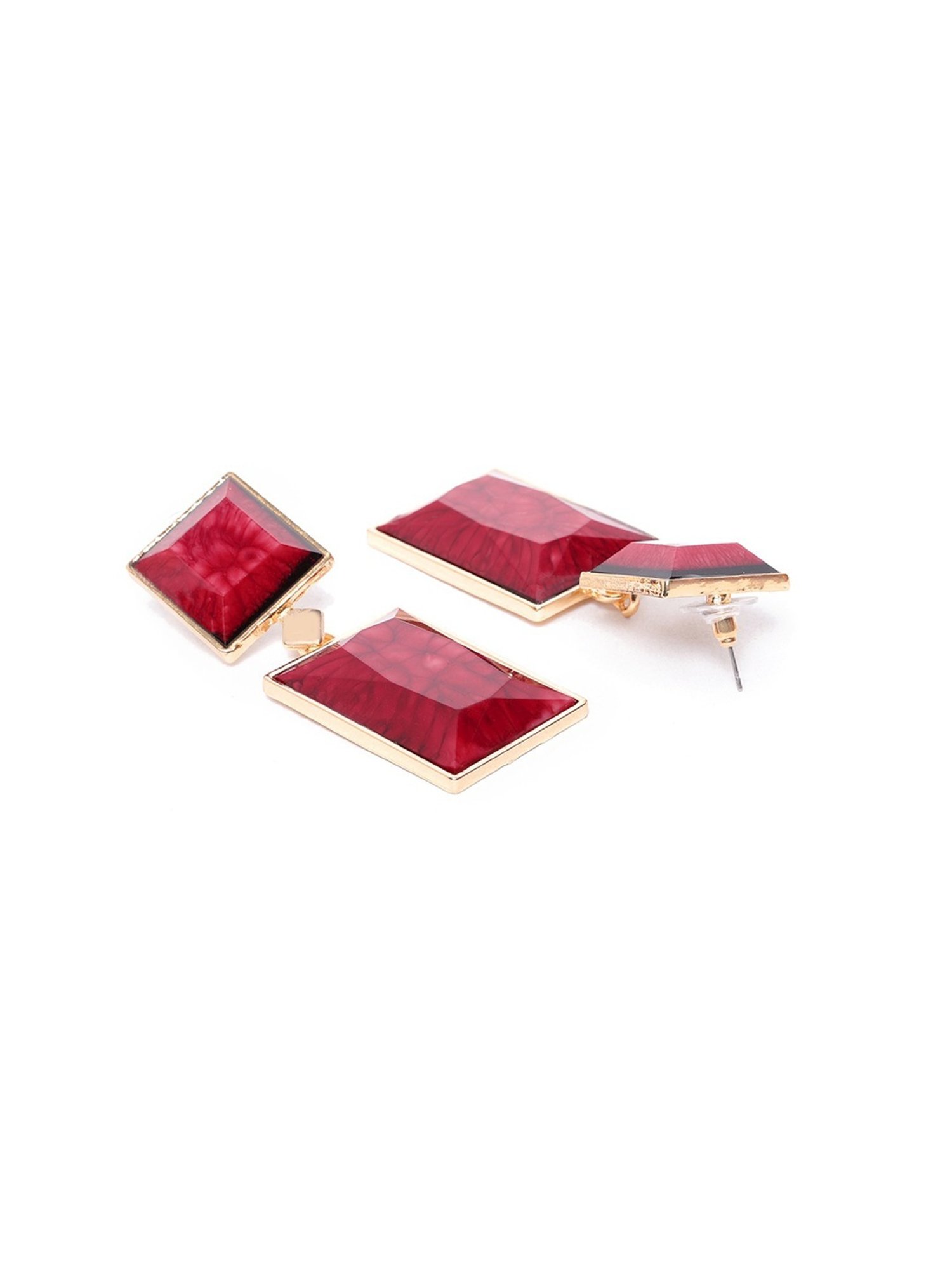 YouBella Crystal Handmade Golden Red Dangler Earrings for Women