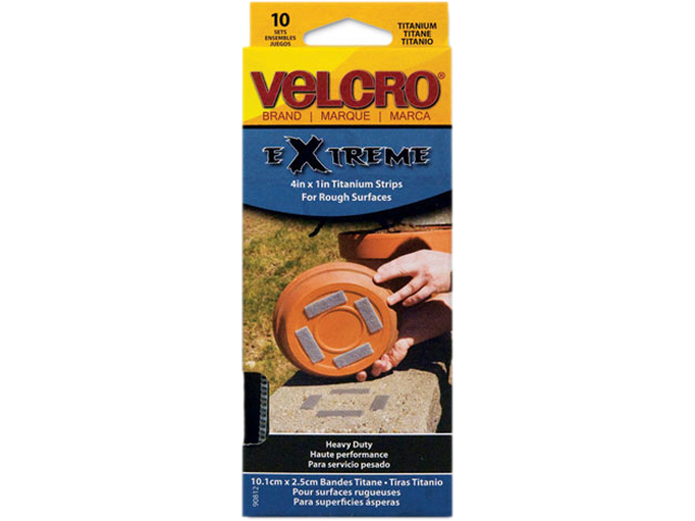 Velcro 90812 Extreme Indoor/Outdoor Hook and Loop Fasteners, 1 x 4 Strips, 10/Pack