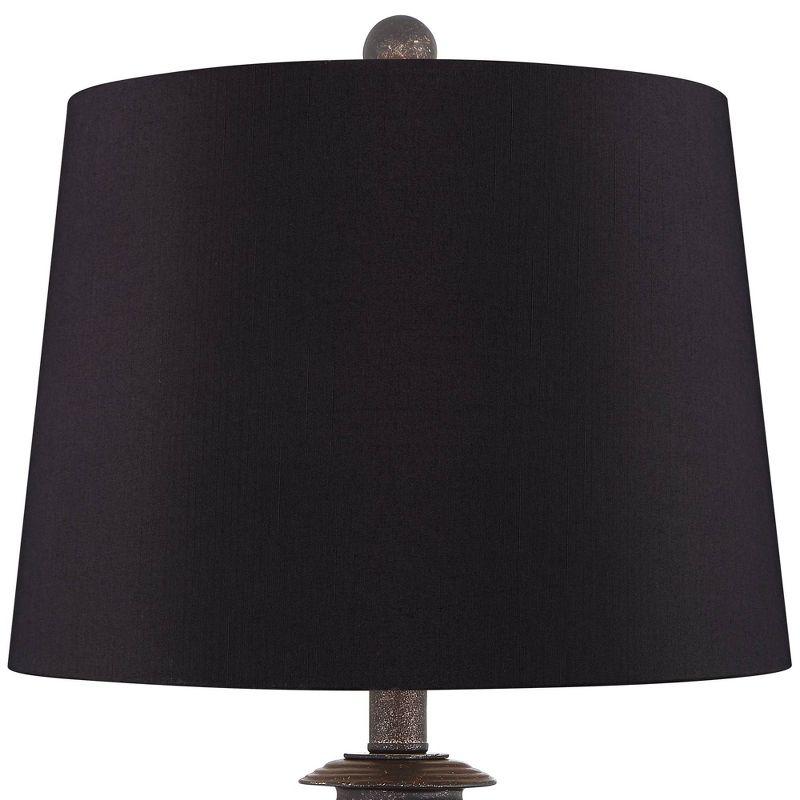 Franklin Iron Works Horace Brown Miner Nightlight Black Shade Table Lamps Set of 2