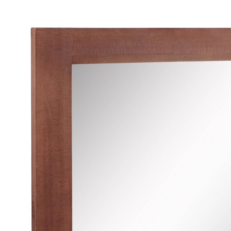 Rectangle Worn Wood Decorative Wall Mirror Stratford Maroon - Stonebriar Collection