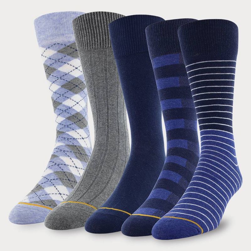 Signature Gold by GOLDTOE Men's Colorblock Crew Socks 5pk - Navy 6-12.5