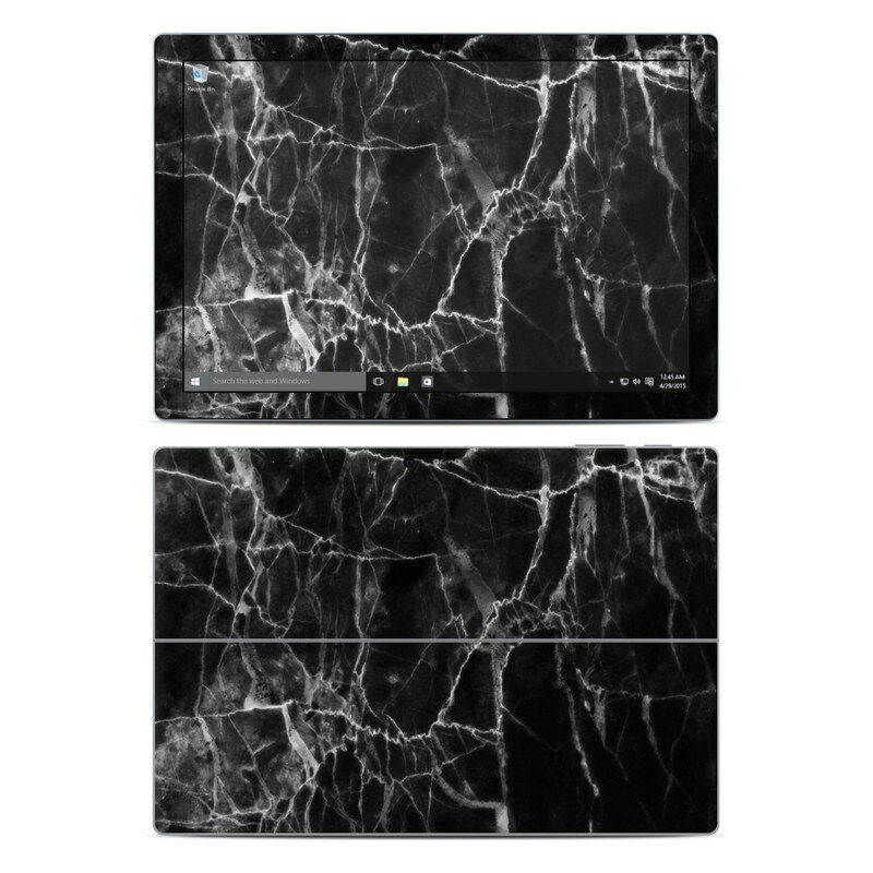 Surface Pro 4 Skin - Black Marble - Sticker Decal