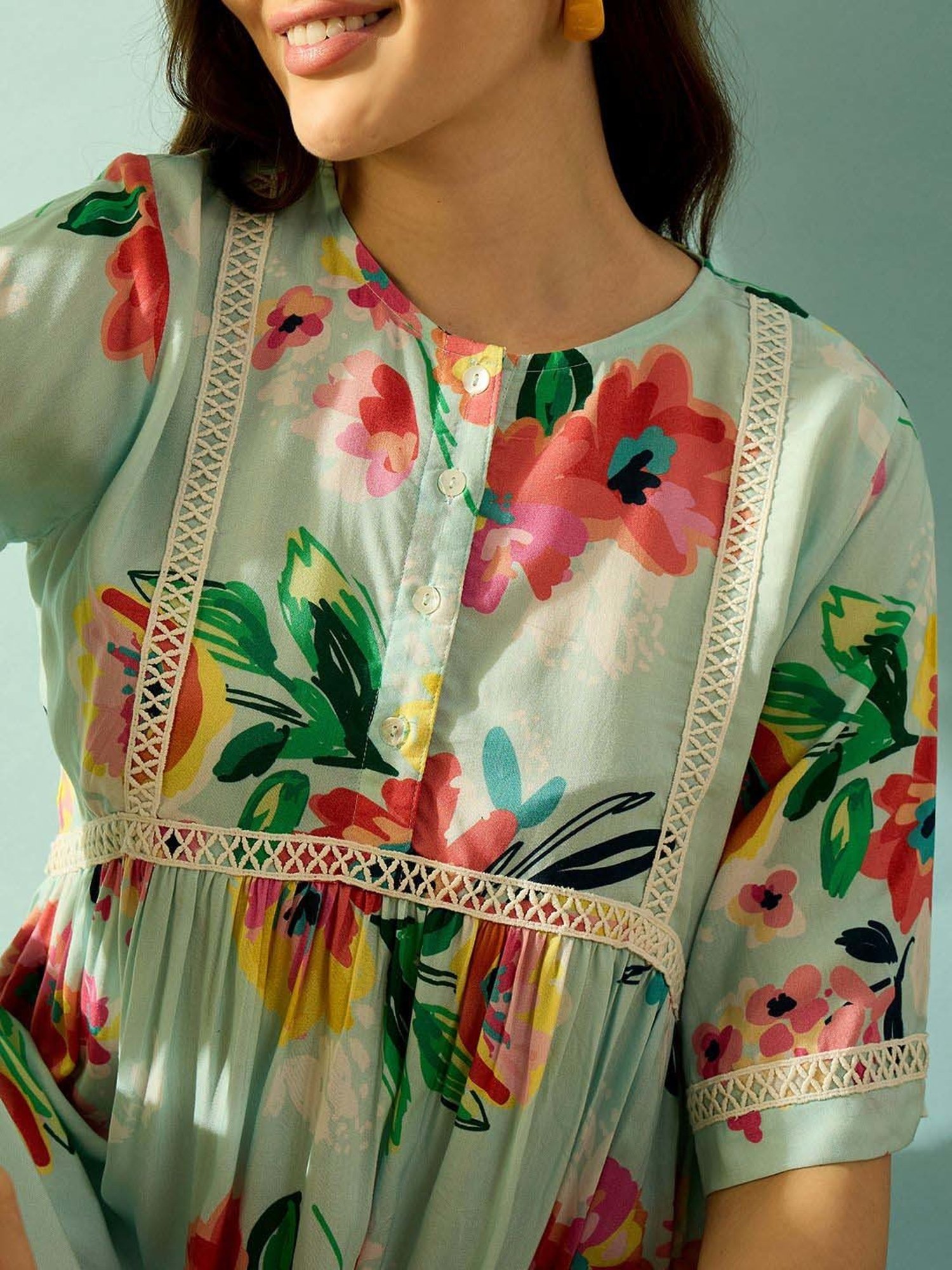 The Kaftan Company Green Printed Tunic