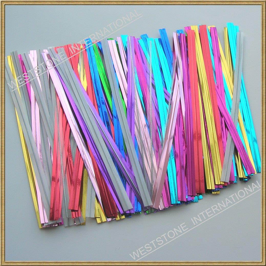 Weststone - 200pcs metallic twist ties foil twist ties for cello bags treat bags in birthday party wedding party (Multi color 100pcs)