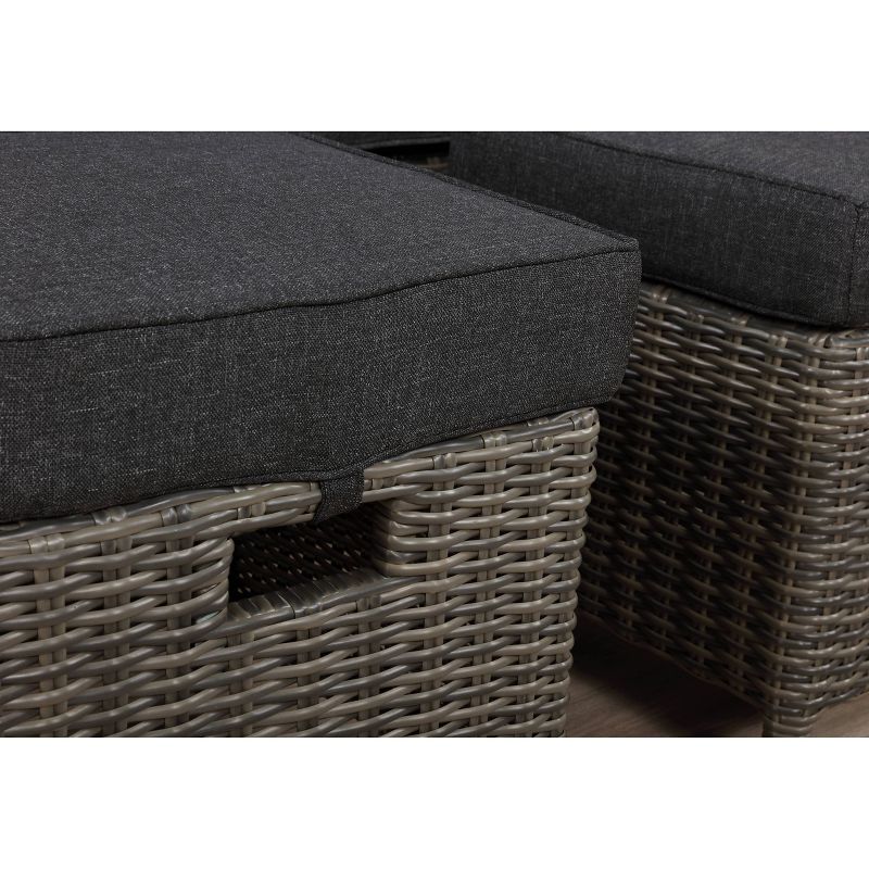 Asti 3pc Wicker Outdoor Seating Set with Reclining Sofa & 2 15" Ottomans - Gray - Alaterre Furniture