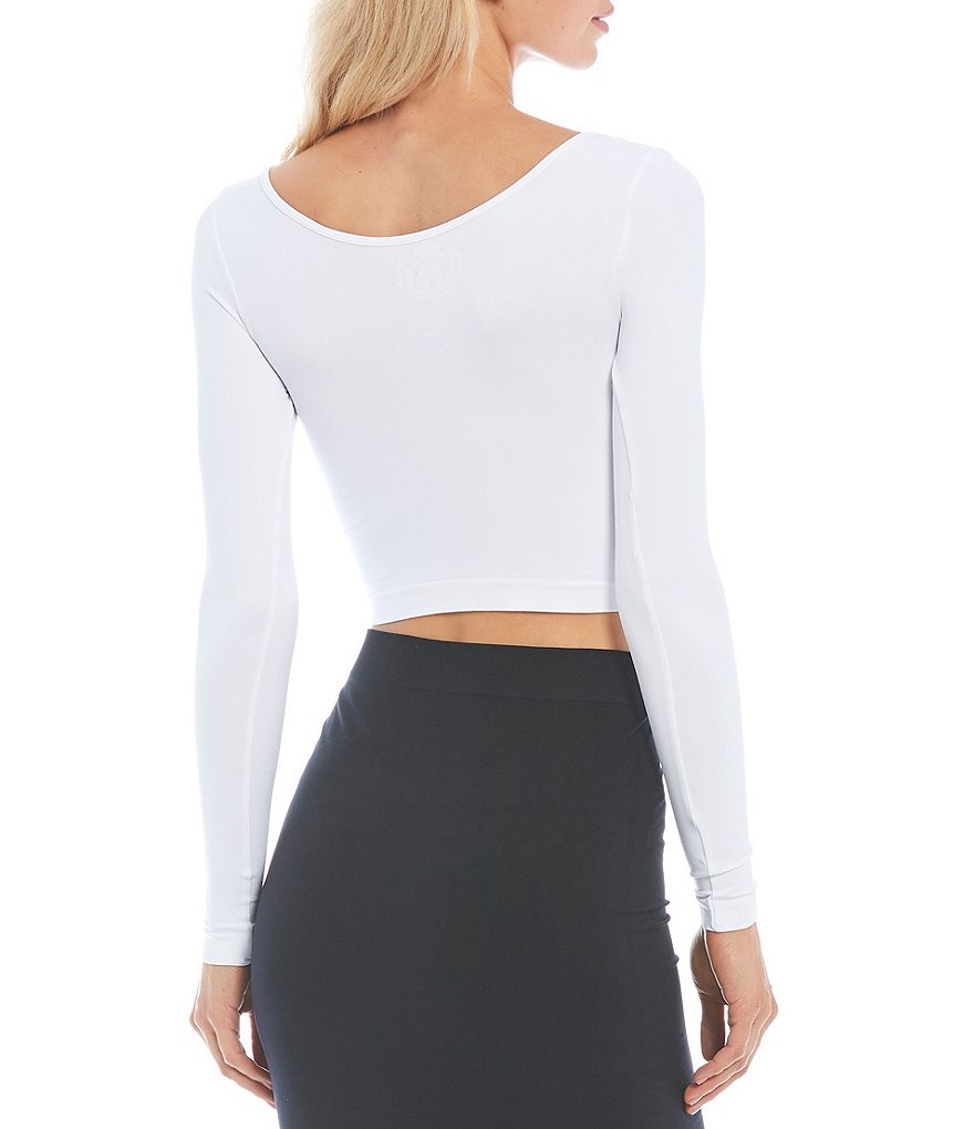 Sugarlips Scoop Neck Long Sleeve Seamless Crop Top