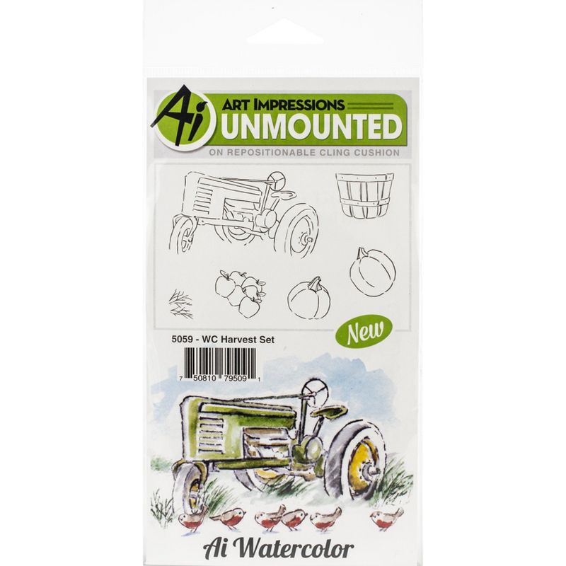 Art Impressions Watercolor Cling Rubber Stamps-Harvest
