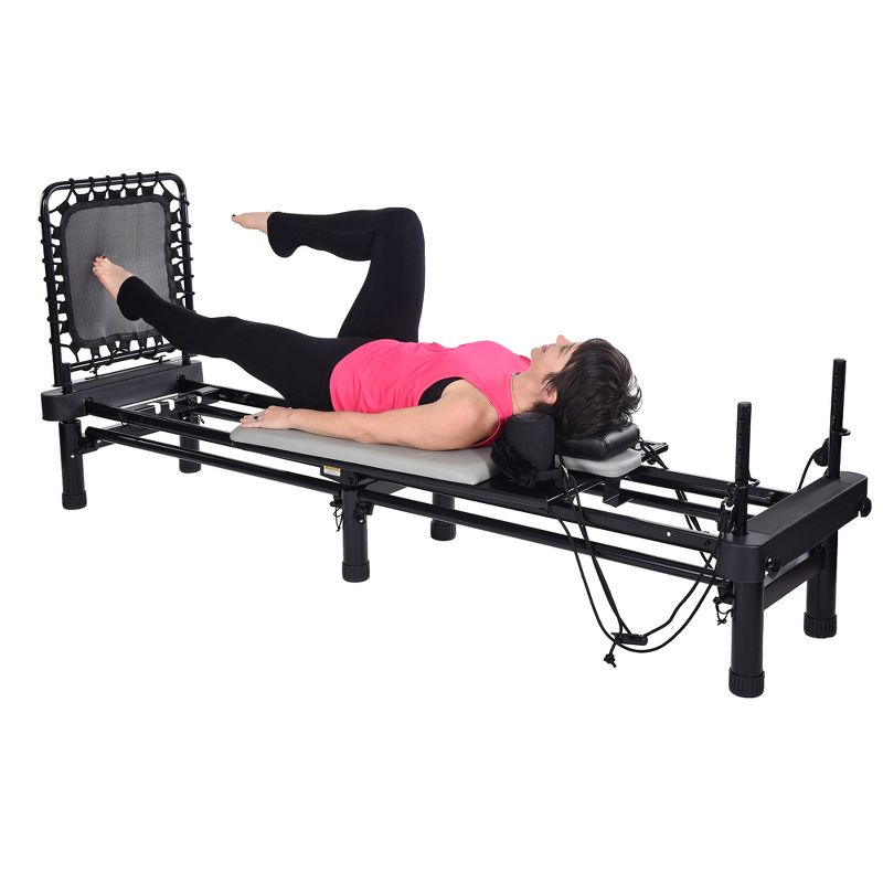 AeroPilates Premier Studio 700 Reformer for Strength Exercise Training with Cardio Rebounder and Foldable Frame, Gray