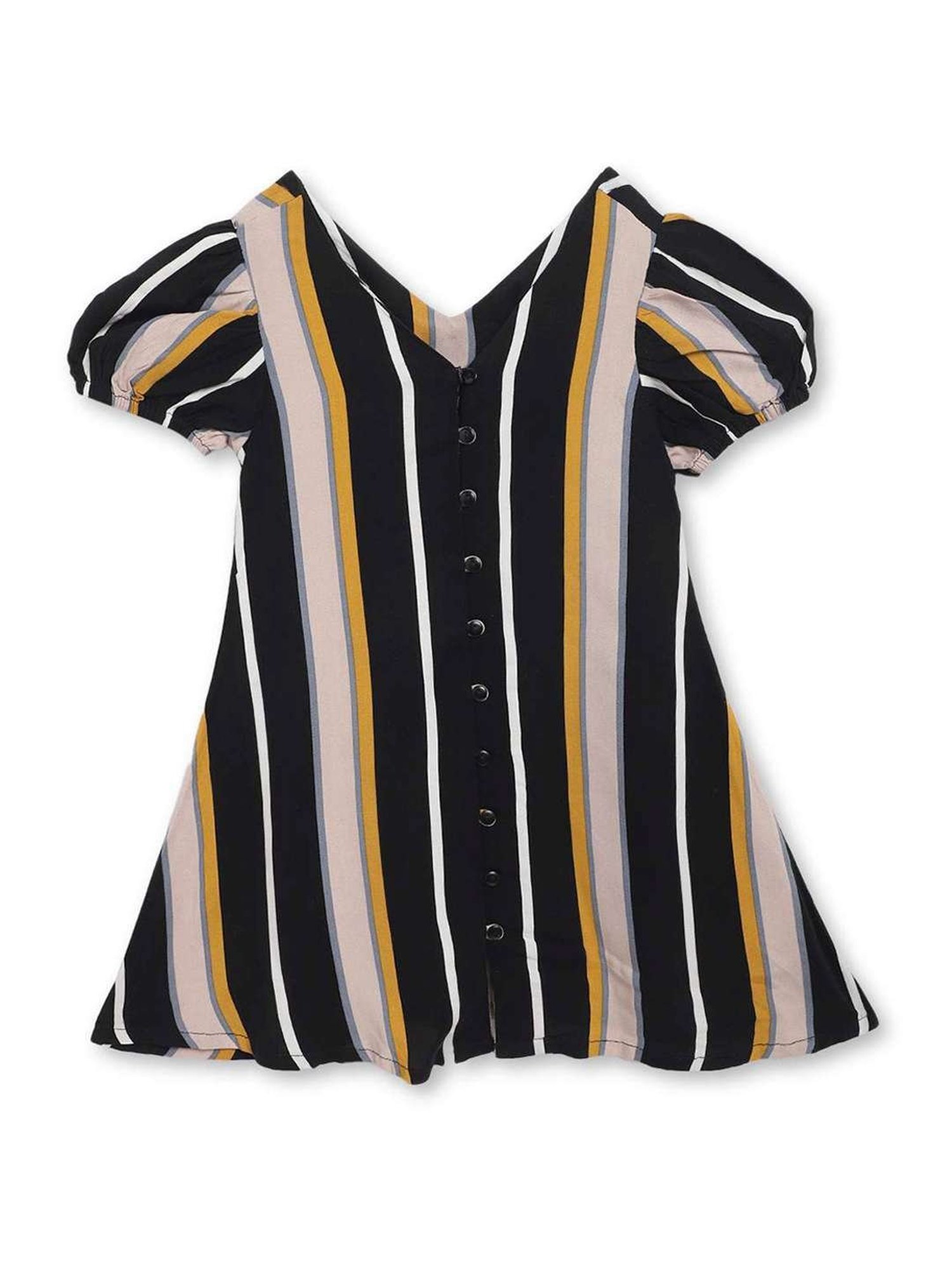 Cantabil Kids Black & Yellow Striped Dress