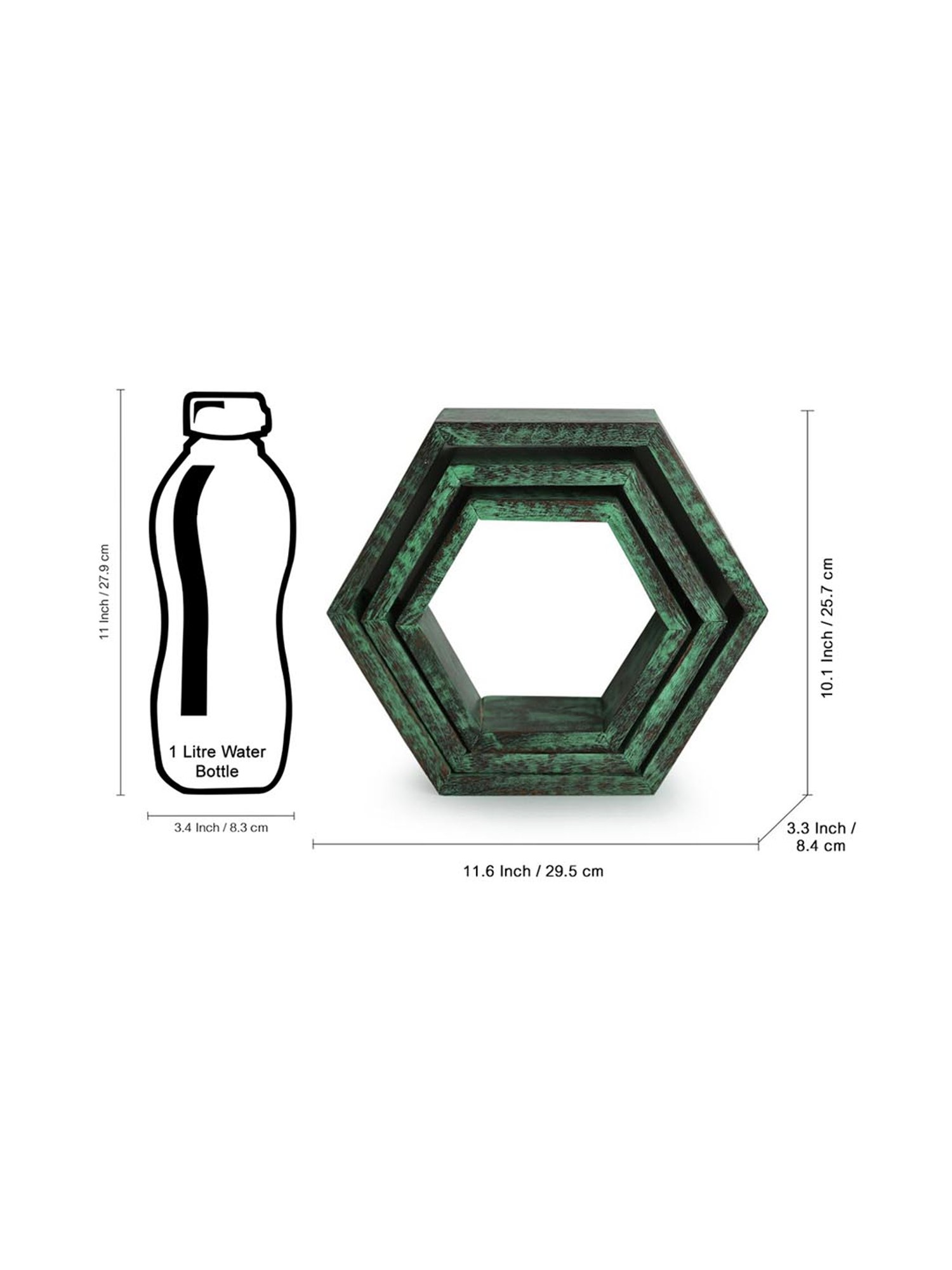 ExclusiveLane 'Rustic Hexagons' Antique Finish Nested Wall Shelves In Mango Wood (Set of 3)