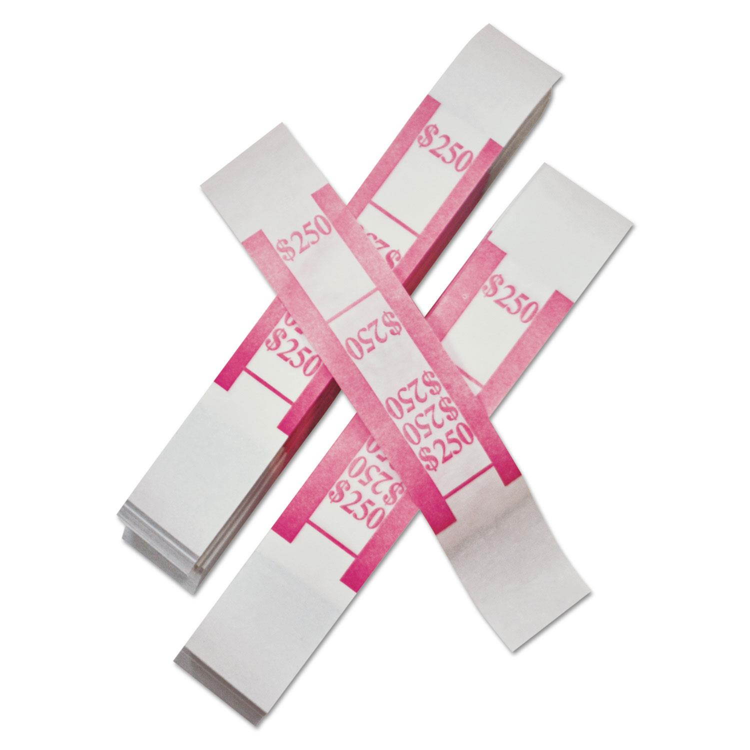 PM Company 55029 Securit $250.00 Denomination White Kraft Currency Bands with Quick Stick Adhesive, Cerise, 1000 Band