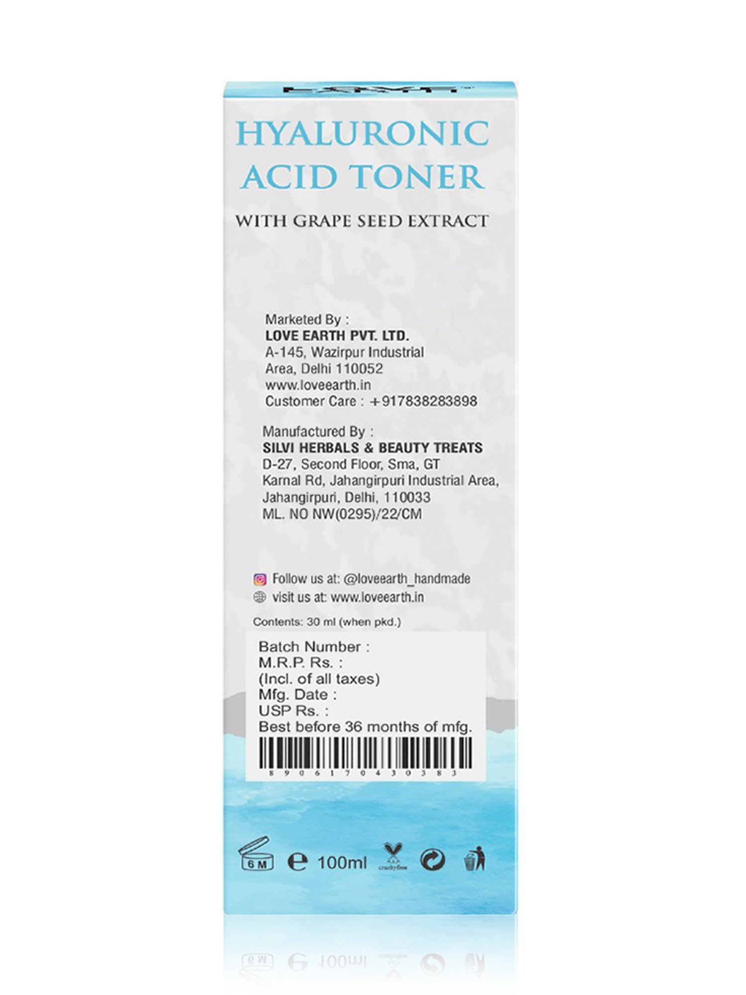 Love Earth Hyaluronic Acid Toner - 100 ml