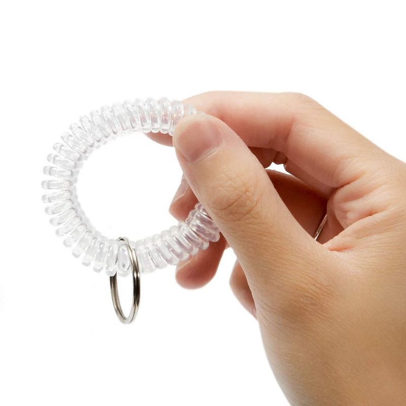 Juvale 100 Pack Clear Spiral Wrist Key Chain Spring Coil Bracelet for Gym, Lockers (6.7 in)