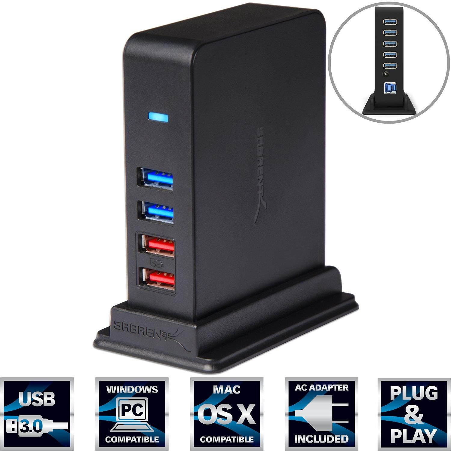 Sabrent 7 Port USB 2.0 HUB + 2 Charging Ports w/ 12V/4A Power Adapter HB-U930