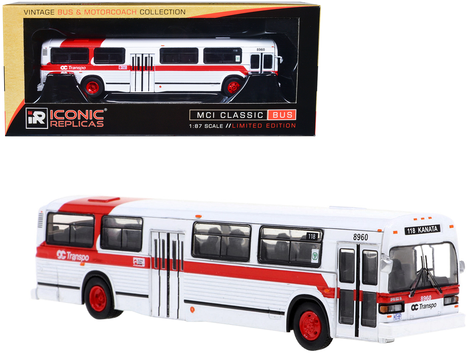 MCI Classic City Bus Plain White "Vintage Bus & Motorcoach Collection" 1/87 Diecast Model by Iconic Replicas