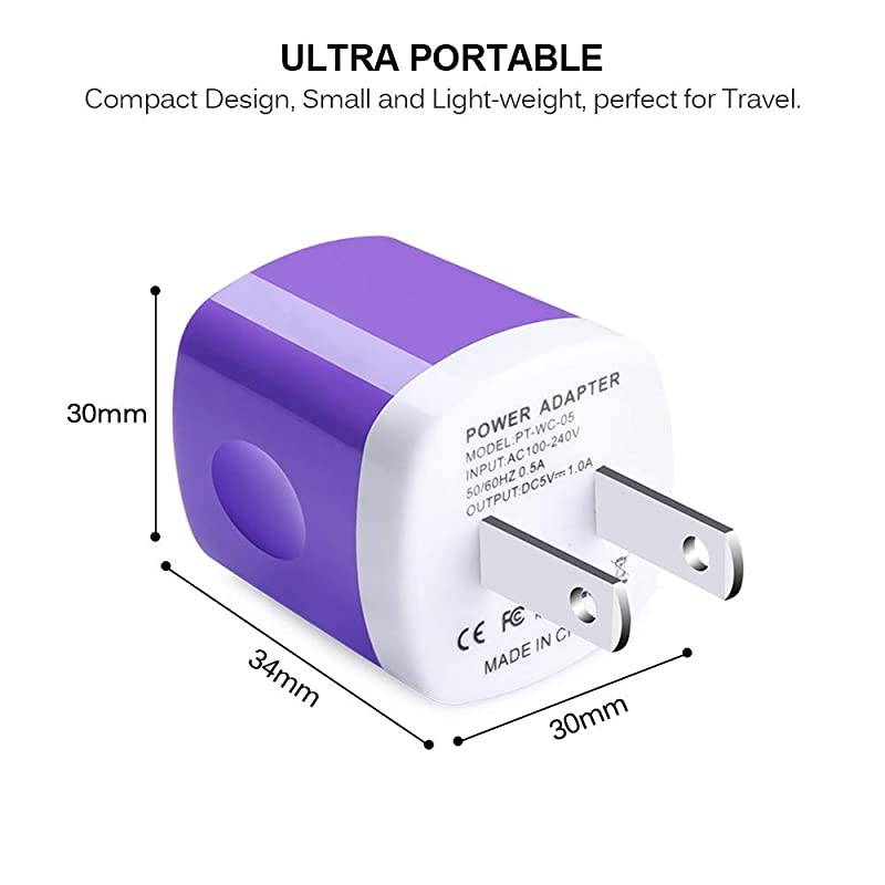Charging Block,5 Pack One Port Wall Charger 1A/5V Plug Cube Power Adapter Compatible with iPhone 12/11 Pro Max XS XR X,Samsung Galaxy S21 Ultra 5G S20 S10 S9 Note 20,LG,Moto,Google Pixel 5,4XL