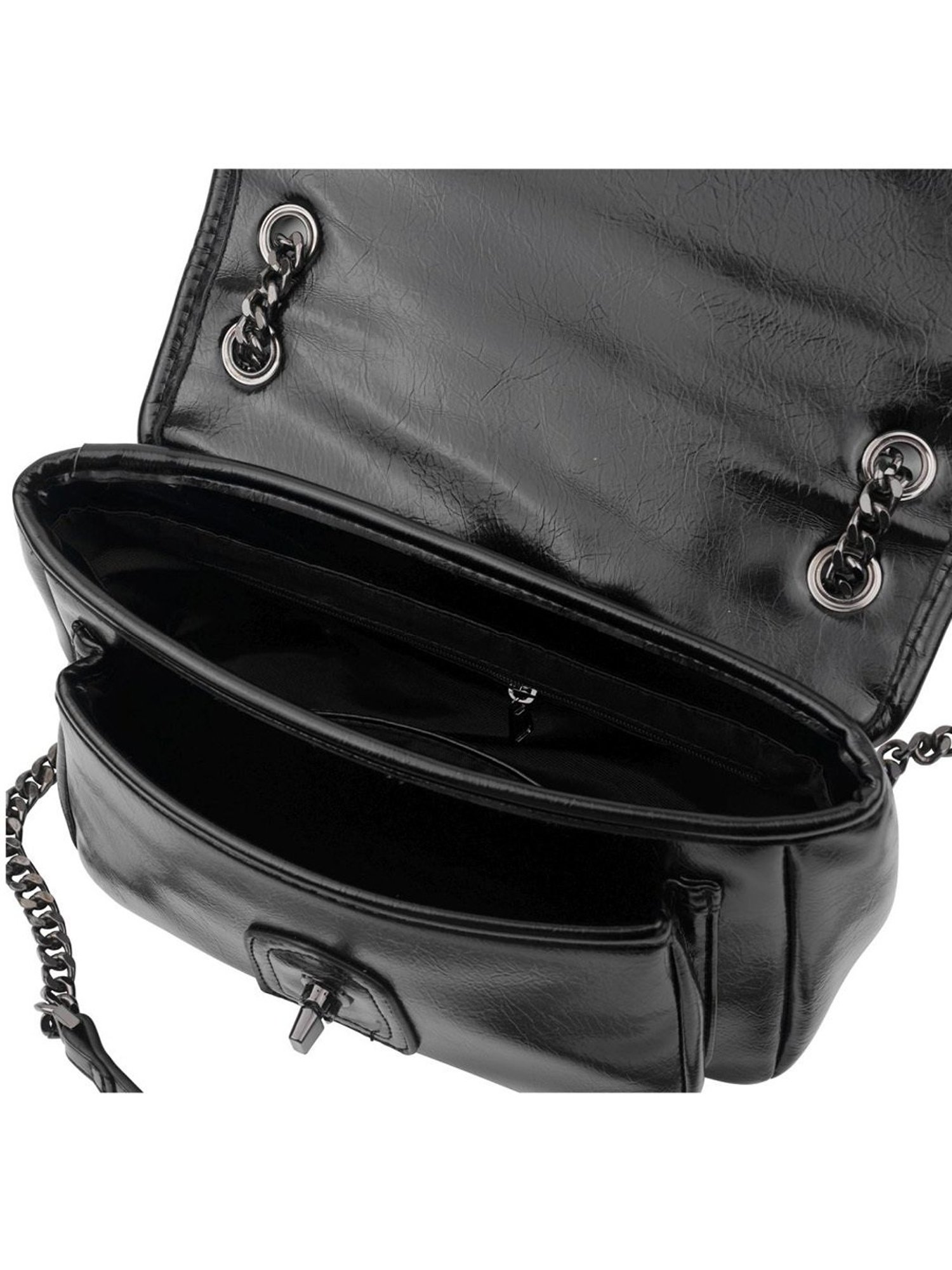 Angeline Black Solid Medium Sling Handbag