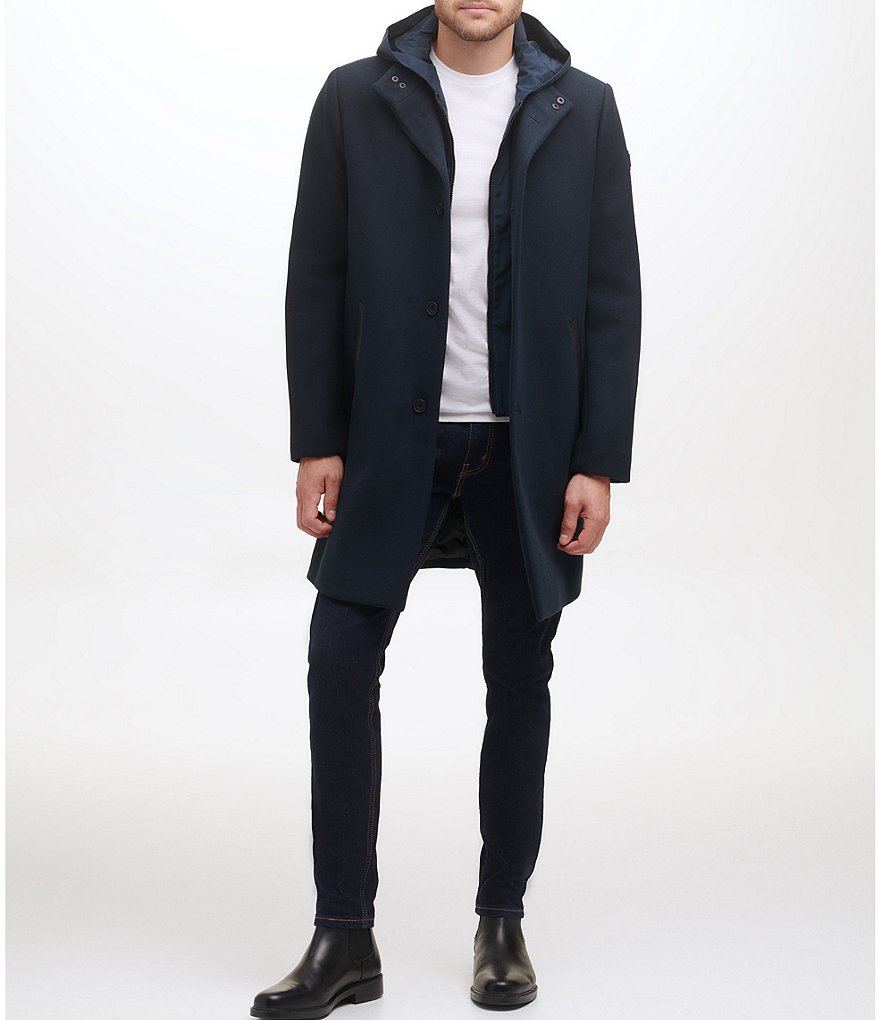 Kenneth Cole New York Long-Sleeve Sleek Wool-Blend Coat