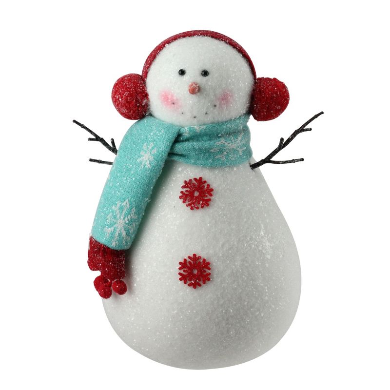 Napco 10" White and Red Snowman in Scarf Christmas Figure Decoration