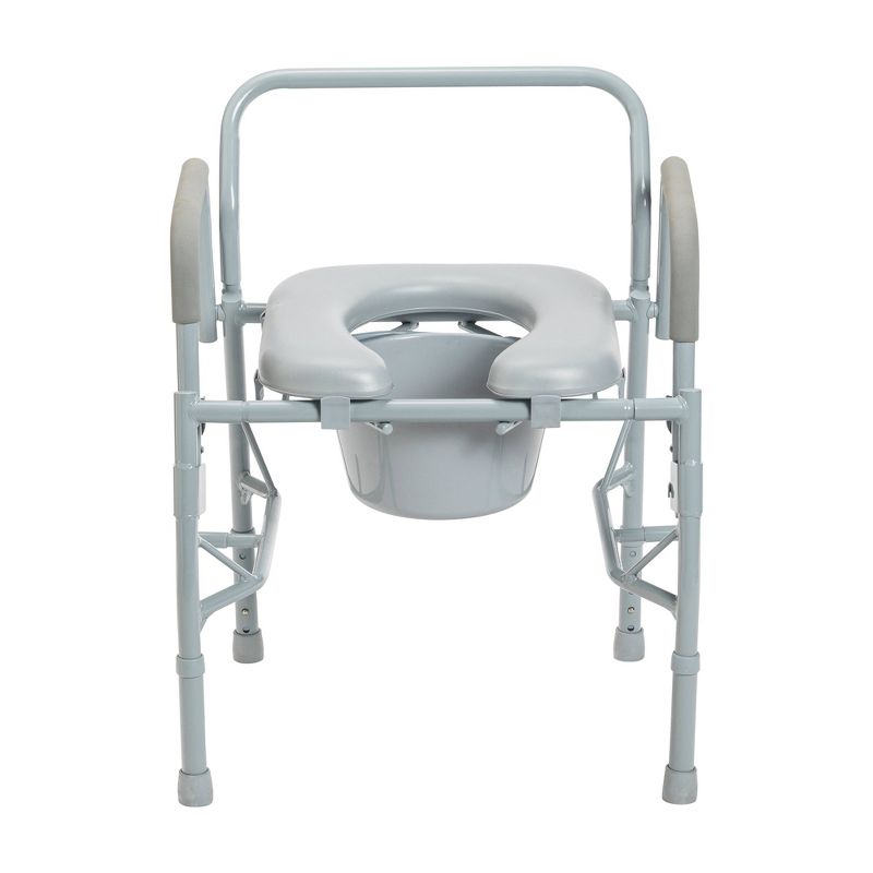 Drive Medical Steel Drop Arm Bedside Commode with Padded Seat and Arms