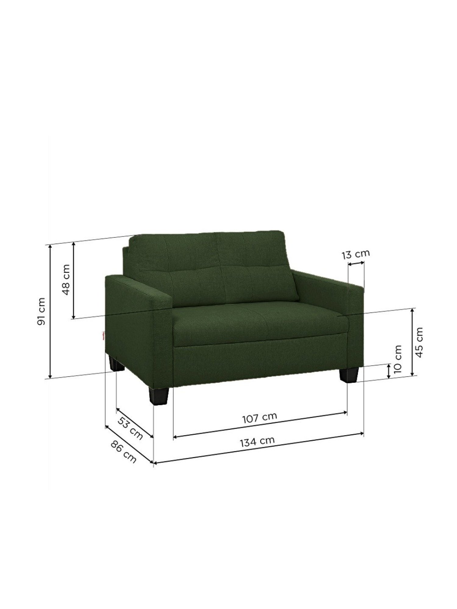 Duroflex Ease Sap Green Neem Wood 2 Seater Sofa